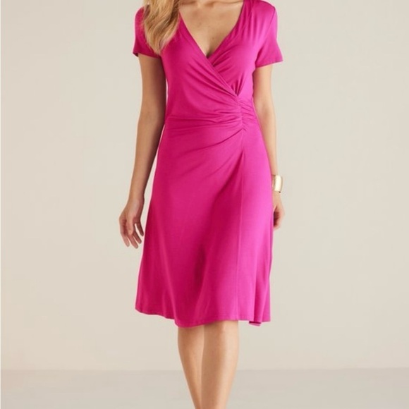 Soft Surroundings  Giselle Dress/Wrap Dresses /Pink / short sleeve/ so soft/ XL - Picture 1 of 4